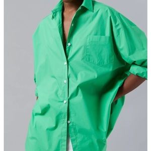(SOLD ON DEPOP) The Frankie Shop “MELODY OVERSIZED COTTON SHIRT - ISLAND GREEN”